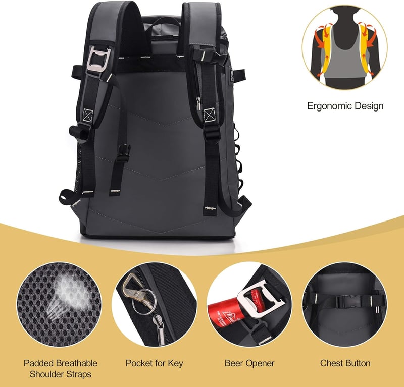 UPEELIFE 30L hűtő hátizsák piknik takaróval vízálló camping rucksack - Grey