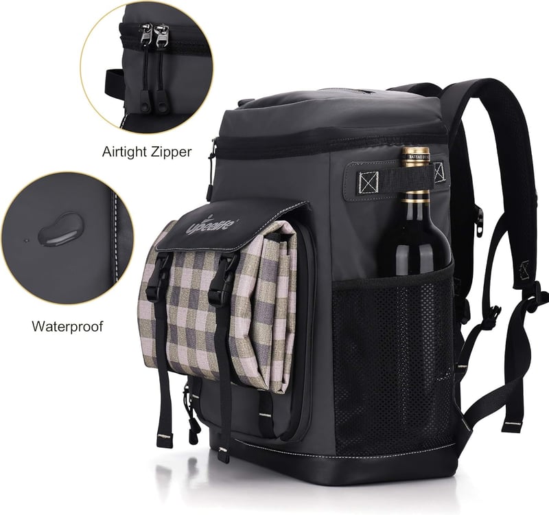 UPEELIFE 30L hűtő hátizsák piknik takaróval vízálló camping rucksack - Grey
