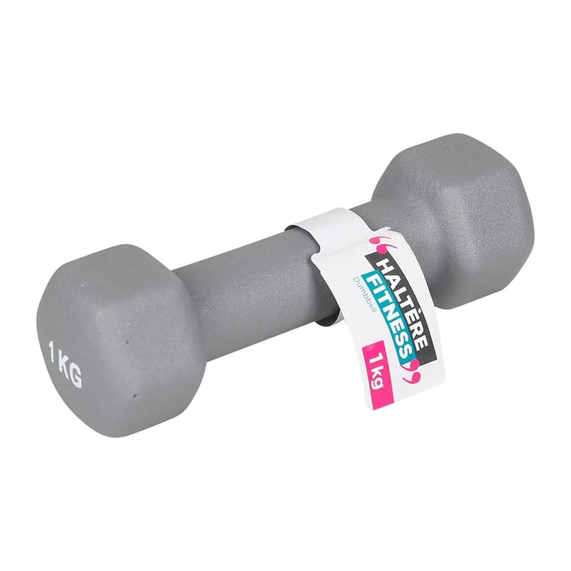 Gantera UPFIT 1 kg – Ganteră din fontă cu mâner lat – Gri – Pentru antrenamente fitness, cardio și forță