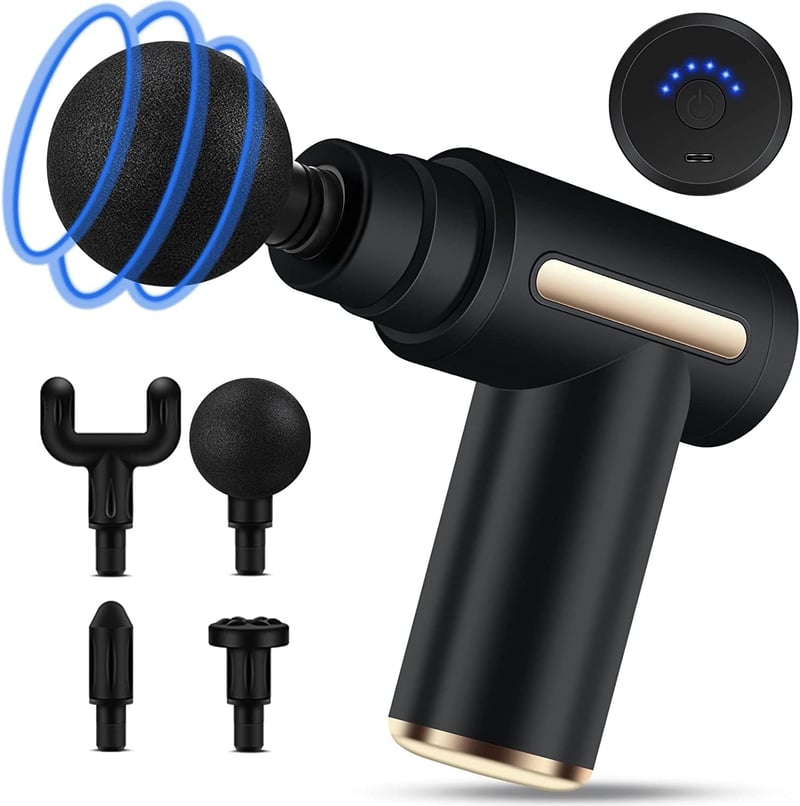 Uplayteck Mini Masszázspisztoly 6 Fokozat 4 Fejjel USB-C Töltéssel Csendes