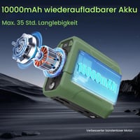 Uplayteck Ventilátor na opasok s 10 000 mAh batériou, 5 rýchlostí, 18 000 ot./min, zelený 2