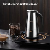 UPOHYEE Espresso kávovar na indukčnú dosku, 10 šálok 450 ml, moka konvička z nehrdzavejúcej ocele 304+430, vrátane odmerky a špongie 4