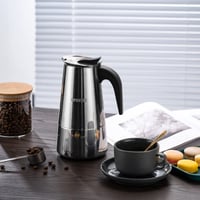 UPOHYEE Espresso kávovar na indukčnú dosku, 10 šálok 450 ml, moka konvička z nehrdzavejúcej ocele 304+430, vrátane odmerky a špongie 5