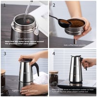 UPOHYEE Espresso kávovar na indukčnú dosku, 10 šálok 450 ml, moka konvička z nehrdzavejúcej ocele 304+430, vrátane odmerky a špongie 3