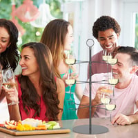 Upriver Fekete Fém Koktél Állvány - 3 Szintes Pezsgőtorony 12 Pohártartóval - Levehető Italkínáló Martini, Margarita és Pezsgős Poharakhoz 6