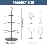 Upriver Fekete Fém Koktél Állvány - 3 Szintes Pezsgőtorony 12 Pohártartóval - Levehető Italkínáló Martini, Margarita és Pezsgős Poharakhoz 2