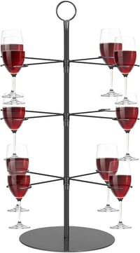Upriver Fekete Fém Koktél Állvány - 3 Szintes Pezsgőtorony 12 Pohártartóval - Levehető Italkínáló Martini, Margarita és Pezsgős Poharakhoz 1