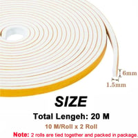 UPSEN öntapadós habszalag tömítőcsík ajtóhoz és ablakhoz - fehér - 6x1,5 mm / 20 m 2
