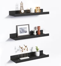 Set 3 rafturi de perete upsimples, negre, 40x13 cm, pentru sufragerie, dormitor, camera copiilor 1