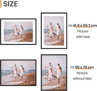 upsimples 3 db-os Fekete Képkeret Szett 50 x 70 cm - Falra Szerelhető Posztertartó Keret Nappaliba, Hálószobába, Műanyag Kerettel, Üveg Nélk 2