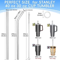 UPUPGO 6 db üveg szívószál 31 cm Stanley pohárhoz 30-40 oz + 2 tisztítókefe 2