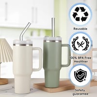UPUPGO 6 db üveg szívószál 31 cm Stanley pohárhoz 30-40 oz + 2 tisztítókefe 6