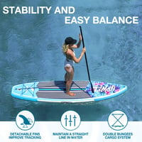 Nafukovací paddleboard UPWELL SUP 320/335 cm pre dospelých a tínedžerov, s batohom, 10 l vodotesným vakom, veslom 2 v 1, poistným popruhom, ručnou pumpou a plutvami 3