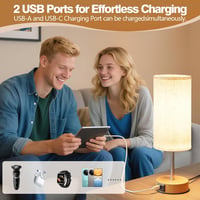 UPXNBOR 2 darabos asztali lámpa USB töltéssel, érintésérzékeny, 3 fokozatú meleg fény 5