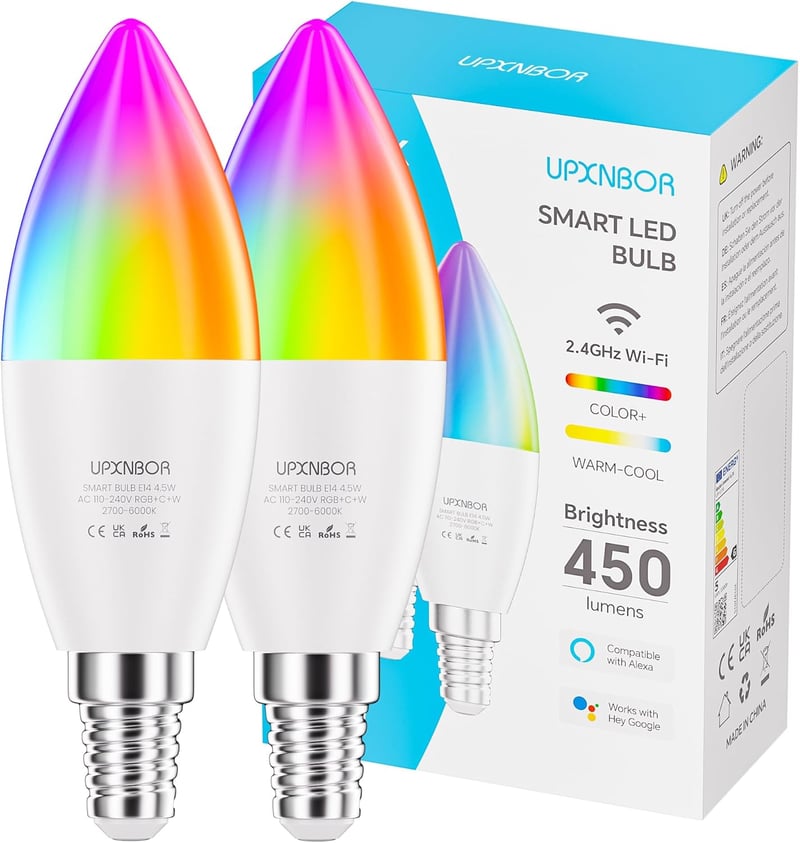 UPXNBOR E14 Smart LED izzó RGBWW 4,5W WiFi Alexa Google 2db
