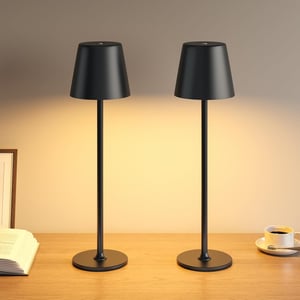 Stolná LED lampa UPXNBOR, bezdrôtová, batériová, IP54, stmievateľná – čierna – 2 ks
