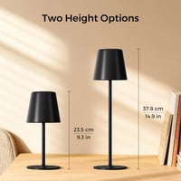 UPXNBOR LED Érintésérzékeny Asztali Lámpa Akkumulátoros 2db Fekete Vízálló - Pack of 2, Black 2
