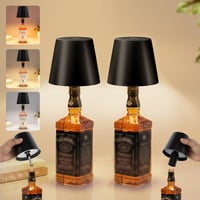 UPXNBOR LED staklena lampa s metalnim kućištem, set od 2 komada, bežična stolna svjetiljka za unutarnju i vanjsku upotrebu, 3 boje svjetla, upravljanje svjetlinom na dodir, IP54, 5300 mAh 1