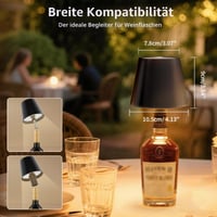 UPXNBOR LED staklena lampa s metalnim kućištem, set od 2 komada, bežična stolna svjetiljka za unutarnju i vanjsku upotrebu, 3 boje svjetla, upravljanje svjetlinom na dodir, IP54, 5300 mAh 4