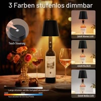 UPXNBOR LED staklena lampa s metalnim kućištem, set od 2 komada, bežična stolna svjetiljka za unutarnju i vanjsku upotrebu, 3 boje svjetla, upravljanje svjetlinom na dodir, IP54, 5300 mAh 2