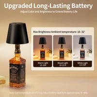 UPXNBOR LED staklena lampa s metalnim kućištem, set od 2 komada, bežična stolna svjetiljka za unutarnju i vanjsku upotrebu, 3 boje svjetla, upravljanje svjetlinom na dodir, IP54, 5300 mAh 3