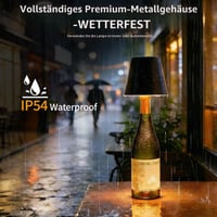 UPXNBOR LED staklena lampa s metalnim kućištem, set od 2 komada, bežična stolna svjetiljka za unutarnju i vanjsku upotrebu, 3 boje svjetla, upravljanje svjetlinom na dodir, IP54, 5300 mAh 7