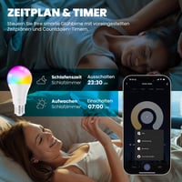 UPXNBOR Pametna LED žarulja E27 9W, RGBWW 16 milijuna boja, 850 lm, prigušiva WLAN pametna žarulja, kompatibilna s Alexa i Google Assistant, 2,4 GHz, 2 komada 3