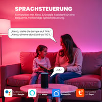 UPXNBOR Pametna LED žarulja E27 9W, RGBWW 16 milijuna boja, 850 lm, prigušiva WLAN pametna žarulja, kompatibilna s Alexa i Google Assistant, 2,4 GHz, 2 komada 4