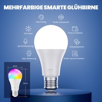 UPXNBOR Pametna LED žarulja E27 9W, RGBWW 16 milijuna boja, 850 lm, prigušiva WLAN pametna žarulja, kompatibilna s Alexa i Google Assistant, 2,4 GHz, 2 komada 2