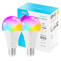 UPXNBOR Pametna LED žarulja E27 9W, RGBWW 16 milijuna boja, 850 lm, prigušiva WLAN pametna žarulja, kompatibilna s Alexa i Google Assistant, 2,4 GHz, 2 komada 1