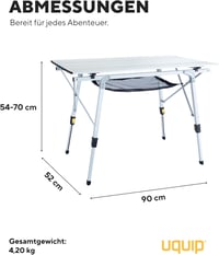 Uquip Variety M Összecsukható Alumínium Kempingasztal 4 Személyes Magasságállítható Ezüst 89x53cm 3