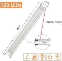 URAQT 120 LED beltéri világítás 8W 12V autó lakóautó konyha fürdőszoba csíkos lámpa kapcsolóval - 30 cm – 120 LEDs (1 Stück) 2