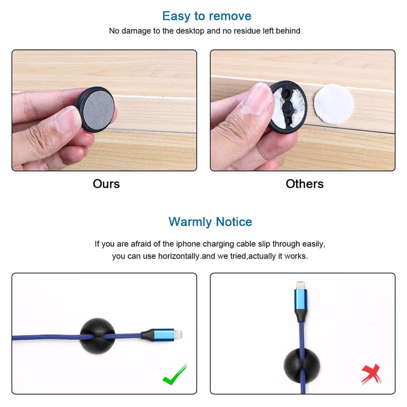 URAQT 15 darabos kábel rendszerező szett asztalhoz, kábel tartó klipek, USB és áram kábel szervezőhöz