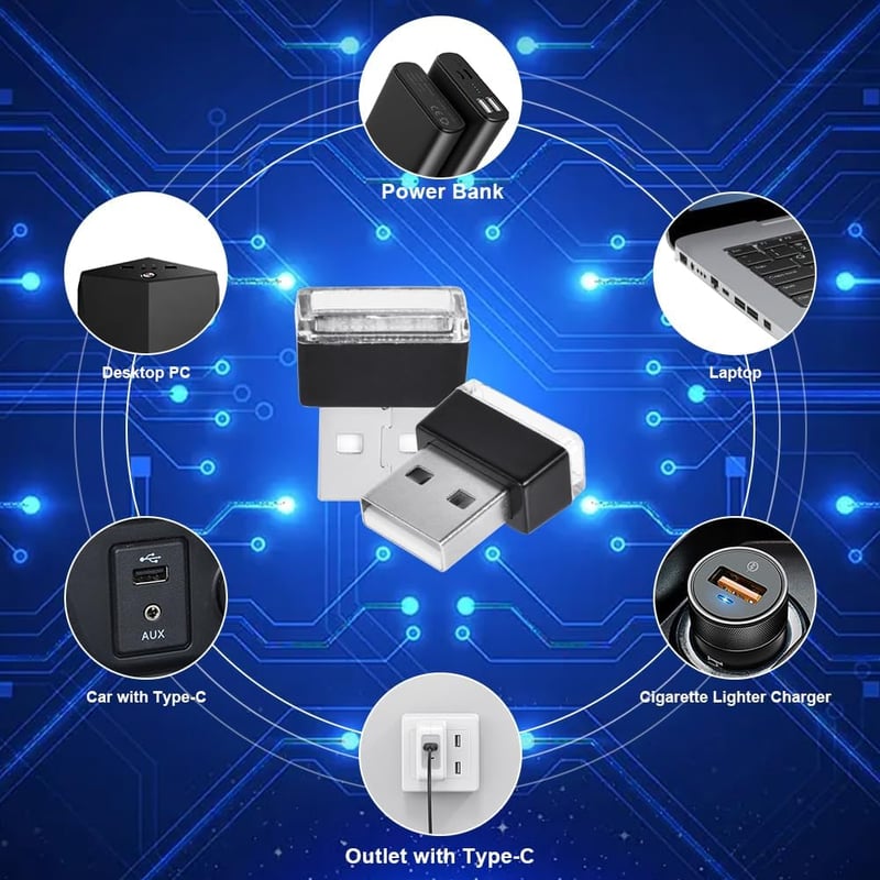 URAQT 5db Mini USB Lámpa Autó Laptop Hangulatvilágítás Légkör Fény