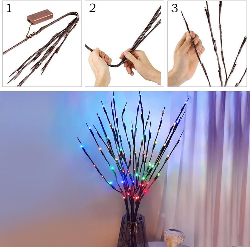 URAQT 73 cm LED ágdekoráció, 3 db világító ág vázához, elemek nélkül - Colour