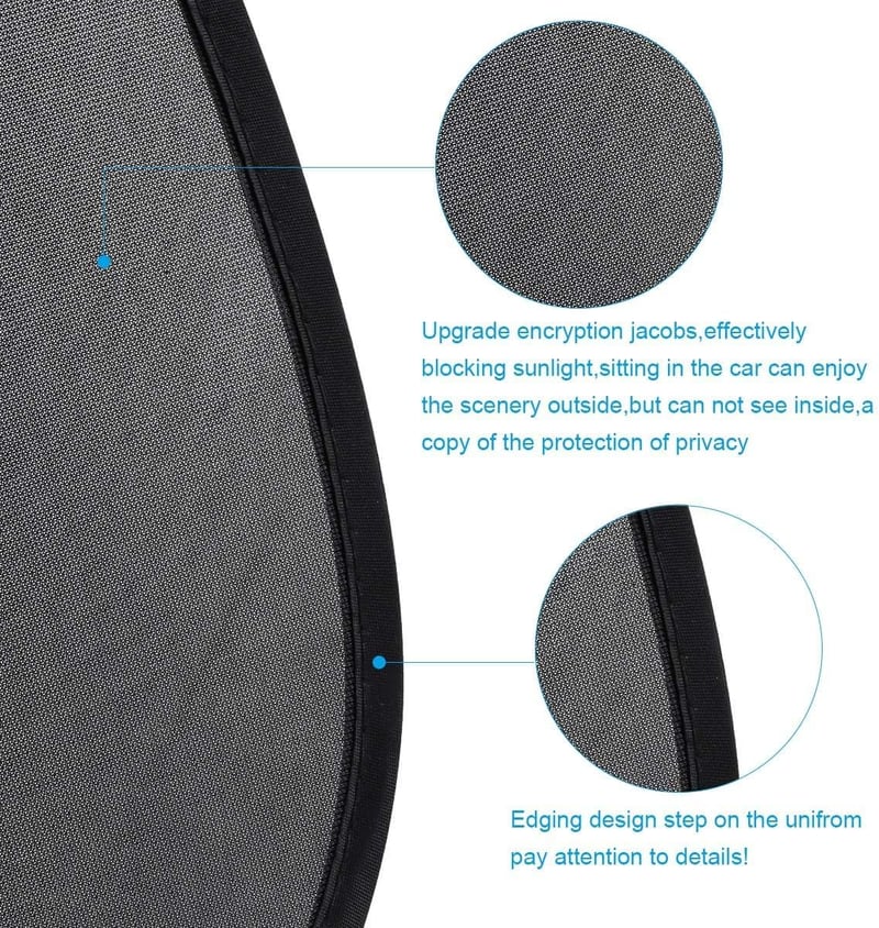 URAQT Autó Napvédő Szett 2db UV Védelemmel 51x31cm Fekete