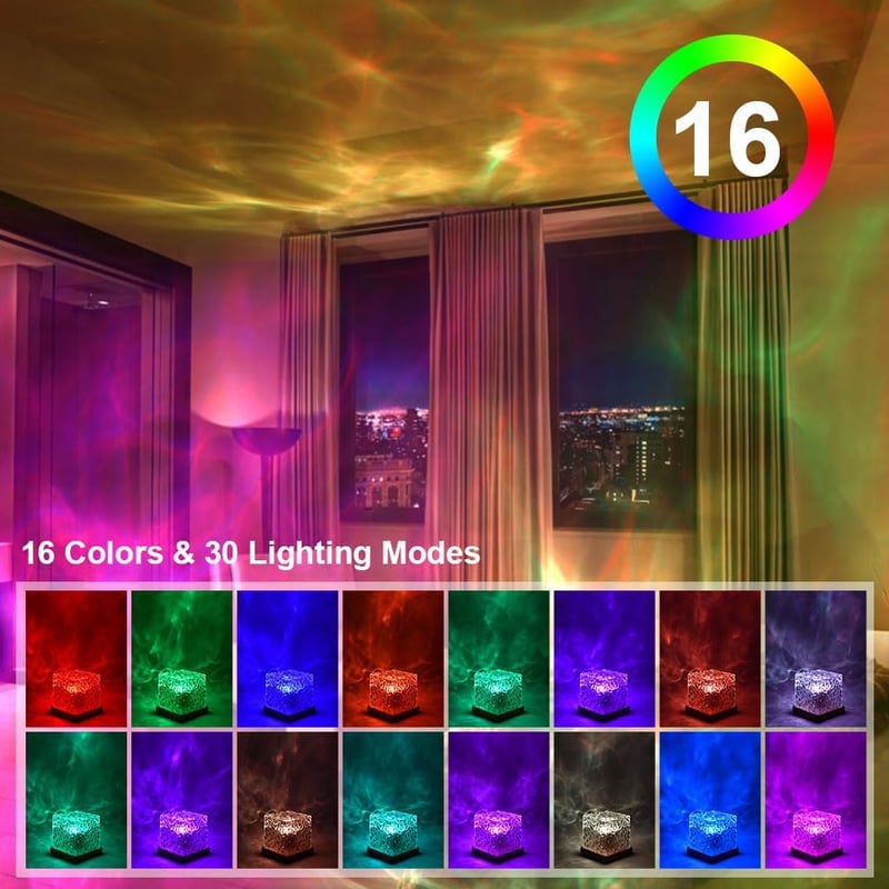 URAQT Csillagos Égbolt Projektor 30 Világítási Mód 16 Szín LED Éjszakai Fény Távirányító - 16colours