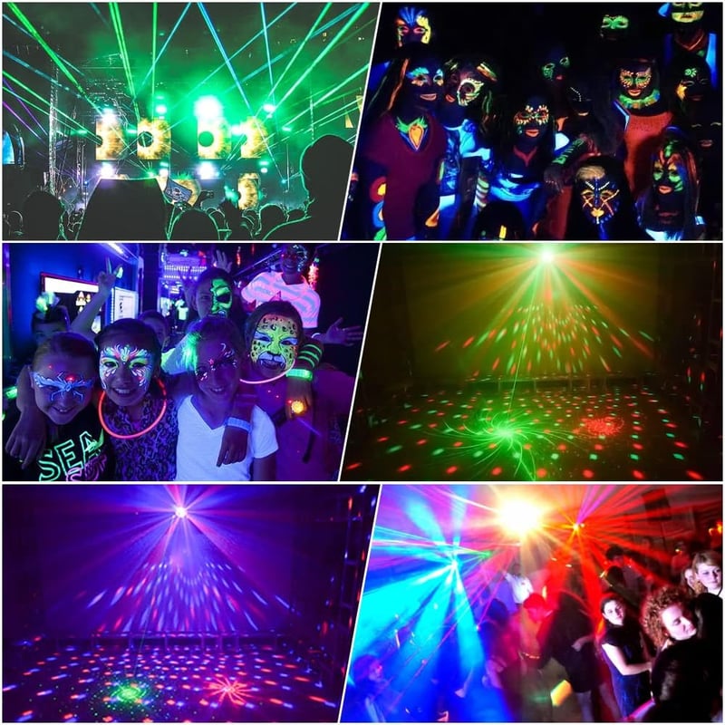 URAQT Diszkó Fénygömb - 120 Üzemmódú Parti Lámpa, 360° Forgó RGB Fényhatás, Távirányítóval, 2m USB Kábellel, Zenére Változó Színekkel