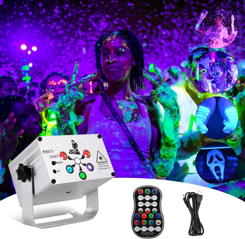 URAQT Diszkó Fénygömb - 120 Üzemmódú Parti Lámpa, 360° Forgó RGB Fényhatás, Távirányítóval, 2m USB Kábellel, Zenére Változó Színekkel