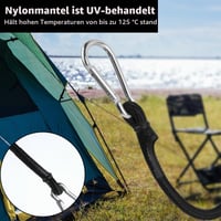URAQT Corzi Elastice cu Cârlige, 4 bucăți Corzi de Tensionare cu Carabiniere din Oțel, Corzi Elastice de 60 cm pentru Fixarea Bagajelor, Prestatelor și pentru Camping 5