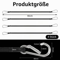 URAQT Corzi Elastice cu Cârlige, 4 bucăți Corzi de Tensionare cu Carabiniere din Oțel, Corzi Elastice de 60 cm pentru Fixarea Bagajelor, Prestatelor și pentru Camping 2