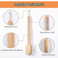 URAQT Kefa na chrbát s dlhou rúčkou, obojstranná kúpacia kefa s jemnými a tvrdými štetinami, na suchú a mokrú exfoliáciu, masážna kefa 4