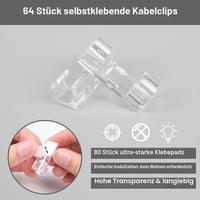 URAQT 80 ks samolepiacich káblových svoriek, 7 mm držiaky na káble, organizér káblov na stôl pre domácnosť a kanceláriu, na USB, TV, nabíjacie a audio káble, priehľadné 3