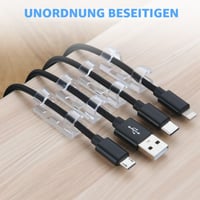 URAQT 80 ks samolepiacich káblových svoriek, 7 mm držiaky na káble, organizér káblov na stôl pre domácnosť a kanceláriu, na USB, TV, nabíjacie a audio káble, priehľadné 6