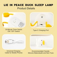URAQT Kacsa Éjjeli Lámpa Gyerekeknek - Szilikon LED Érintésvezérelt Hangulatfény 3 Fényerővel, USB Töltés, Időzítő, Mobiltelefon Tartó 5