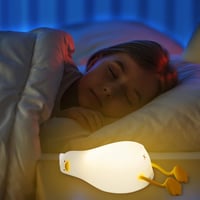 URAQT Kacsa Éjjeli Lámpa Gyerekeknek - Szilikon LED Érintésvezérelt Hangulatfény 3 Fényerővel, USB Töltés, Időzítő, Mobiltelefon Tartó 9