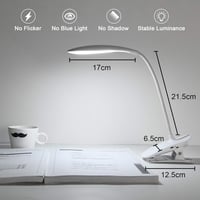 URAQT LED Asztali Lámpa - 360° Forgatható, 3 Fényerőszint, 1200 mAh Akkumulátor, Csíptethető, USB Töltés, Érintésvezérelt Olvasólámpa 2