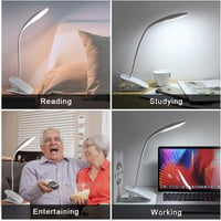 URAQT LED Asztali Lámpa - 360° Forgatható, 3 Fényerőszint, 1200 mAh Akkumulátor, Csíptethető, USB Töltés, Érintésvezérelt Olvasólámpa 5