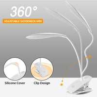 URAQT LED Asztali Lámpa - 360° Forgatható, 3 Fényerőszint, 1200 mAh Akkumulátor, Csíptethető, USB Töltés, Érintésvezérelt Olvasólámpa 4