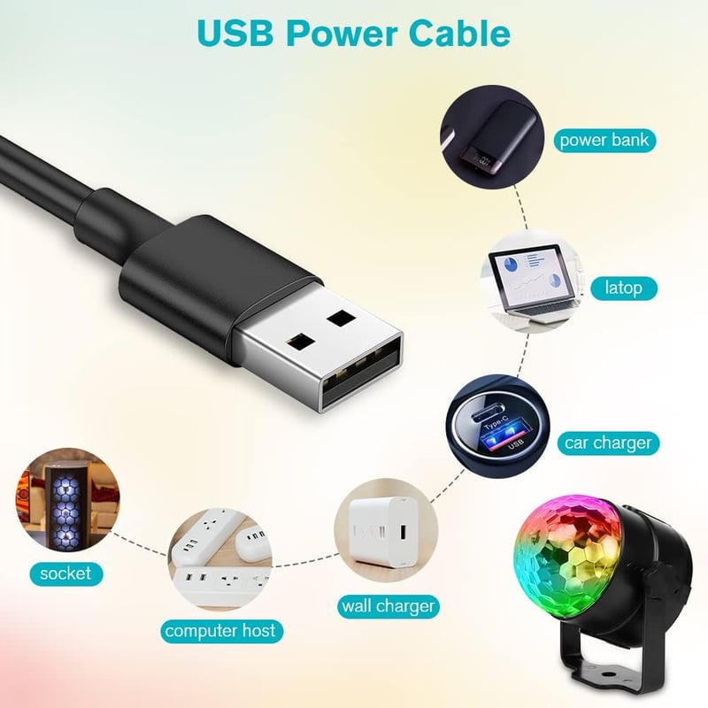 URAQT LED Diszkógömb - 360° Forgó Partyfény Távirányítóval, 7 RGB Színmóddal, Zenére Változó Fényekkel, USB Kábellel Bulikhoz, Gyerekzsúrhoz